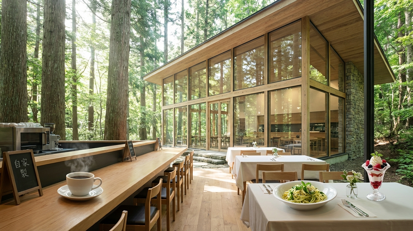 森のカフェの店内